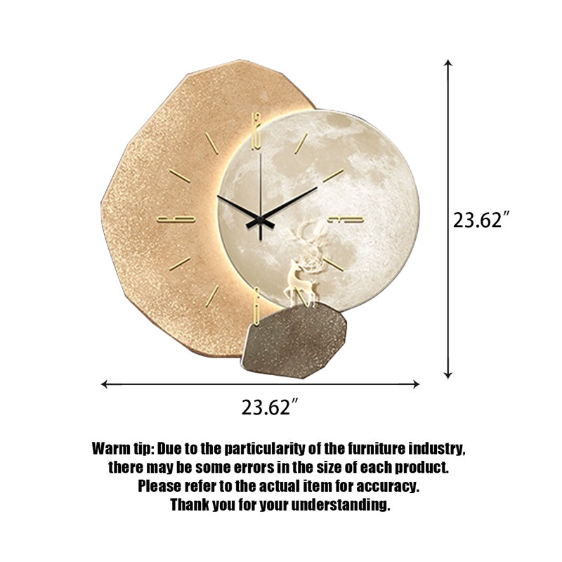 Horloges murales miroitantes en porcelaine, Blanc / doré, Moyen - 23,62 po