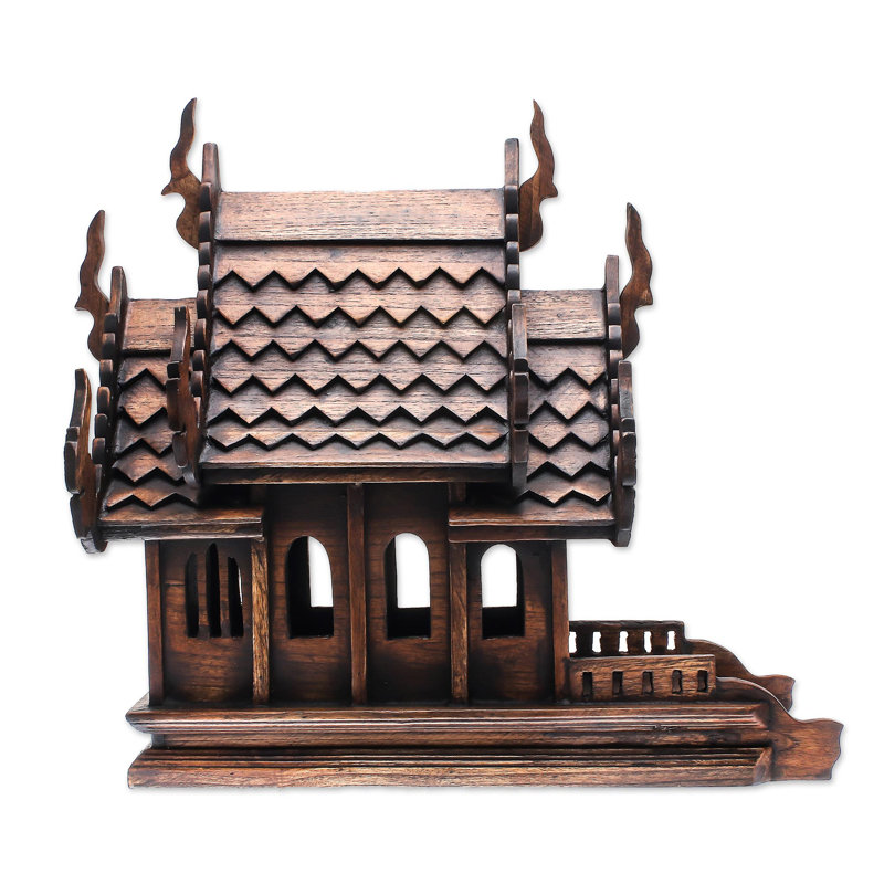 Guardian Spirit Home Teak Spirit House Sculpture