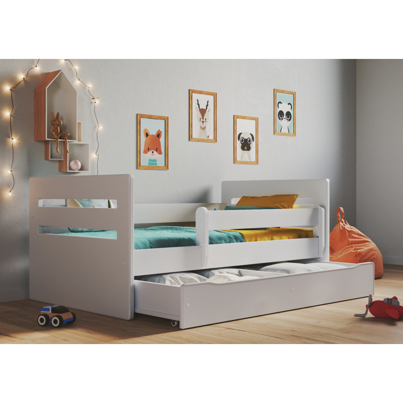 Molly Drawer Convertible Bed and Mattress, European Toddler (80 x 180 cm), Lime Green
