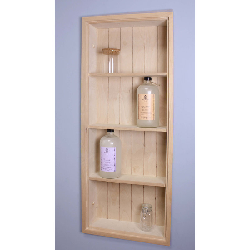 14X36 Sloane Recessed Wall Niche With Beadboard Back And Three Shelves, Brown