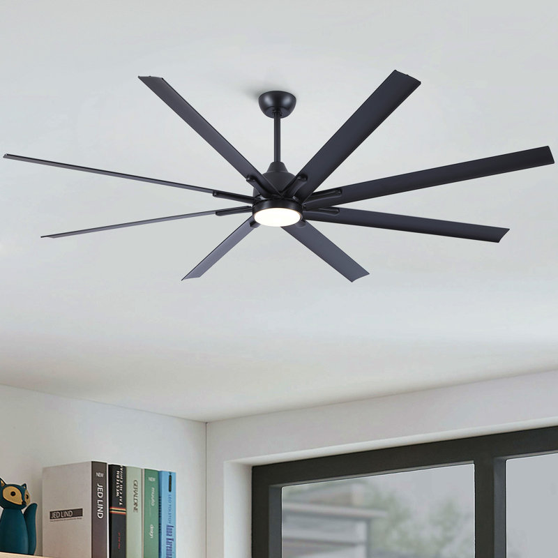 84 In Super Large Black Ceiling Fan With Remote Control 8 Blades