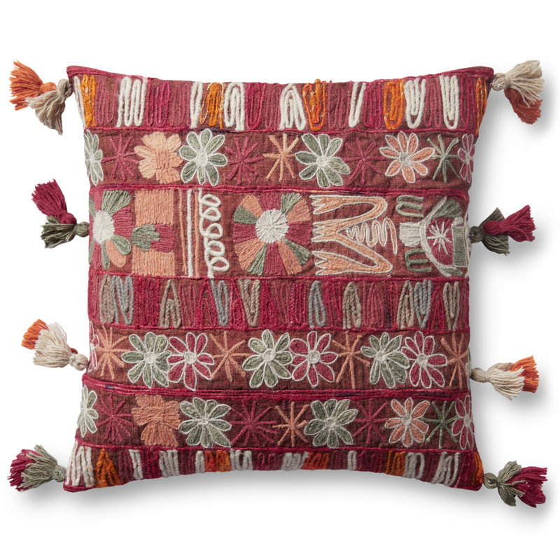 Pink Multicolor Embroidered Kids Pillow Cover 22" x 22"