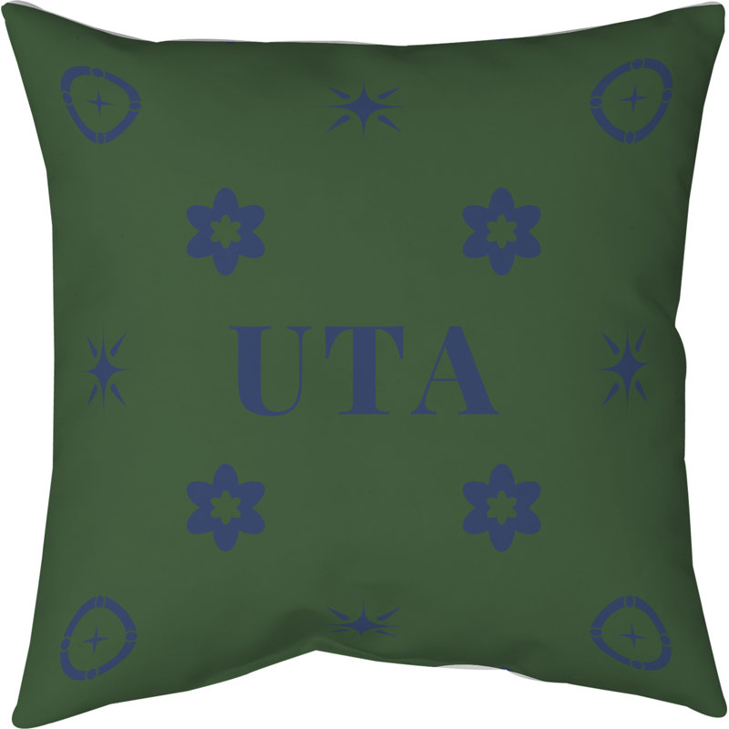 Coussin en coton Utah, Bleu marine Utah / vert / or, H 14 po x l 14 po