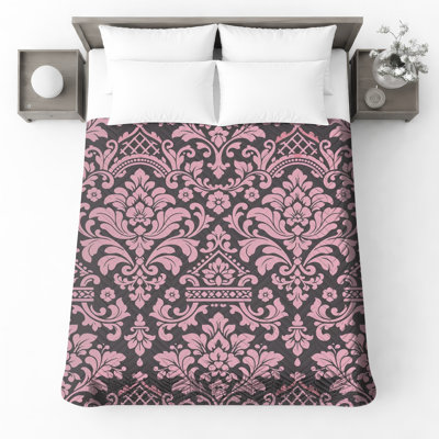 Couvre-lit matelassé rose à motif damassé toutes tailles