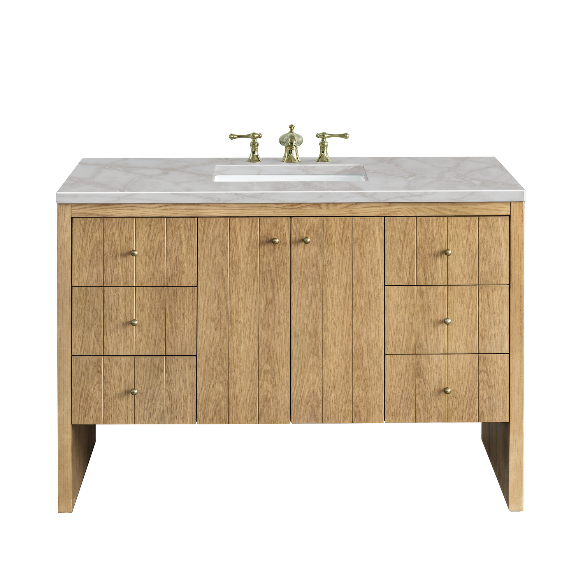 Hudson 48'' Single Bathroom Vanity, Victorian Silver, Light Natural Oak, 8" Widespread