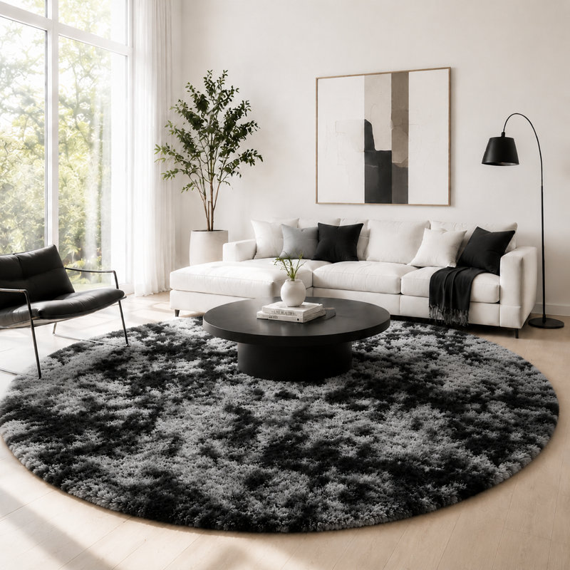 Plush Round Area Rug, Soft Fuzzy Shag Rug for Bedroom Living Room Balcony, Fluffy Carpet for Home Decor, Non-Slip Cozy Decorative Rug.