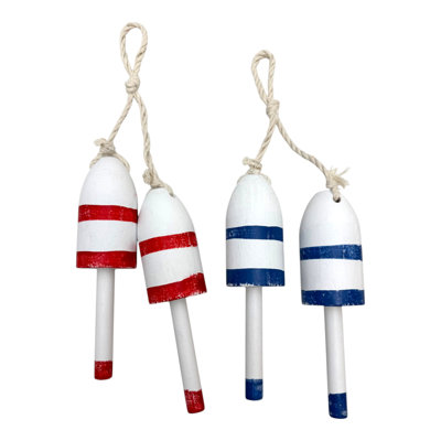 Set Of 2 Marker Buoys With Ropes Hanging Decorations
