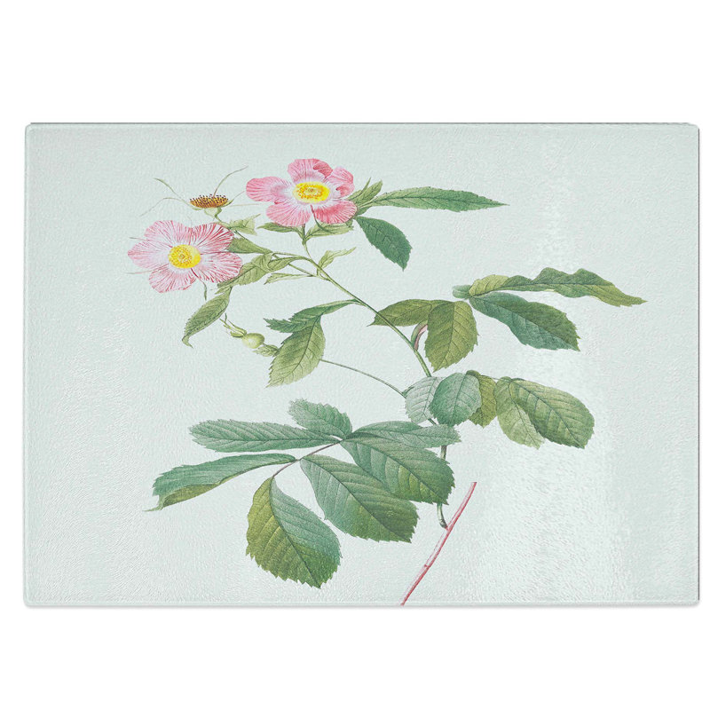Tempered Glass Alpine Roses Chopping Board, 39 cm W x 28.5 cm L