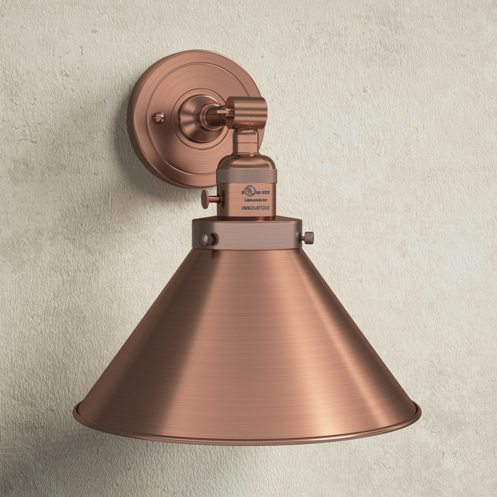 Dillon Single Light Dimmable Armed Sconce, 3 W LED Vintage Dimmable Bulb, Antique Copper, Antique Copper