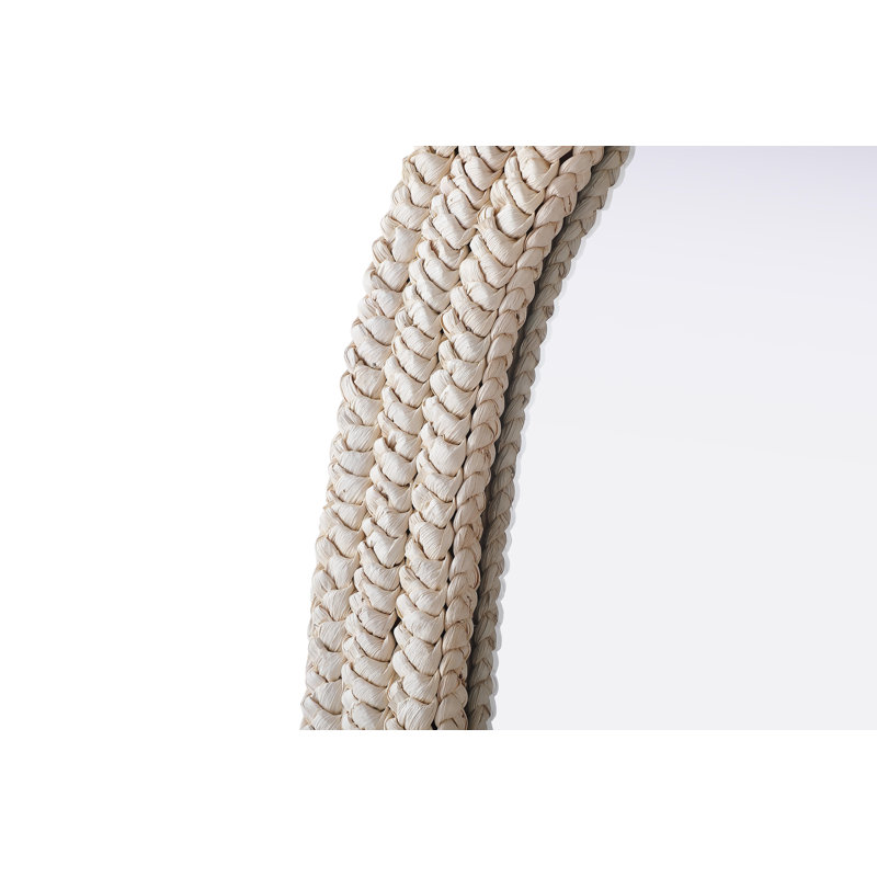 Dennard Oval Cornhusk Mirror 42 in Linen White, 42" x 30"