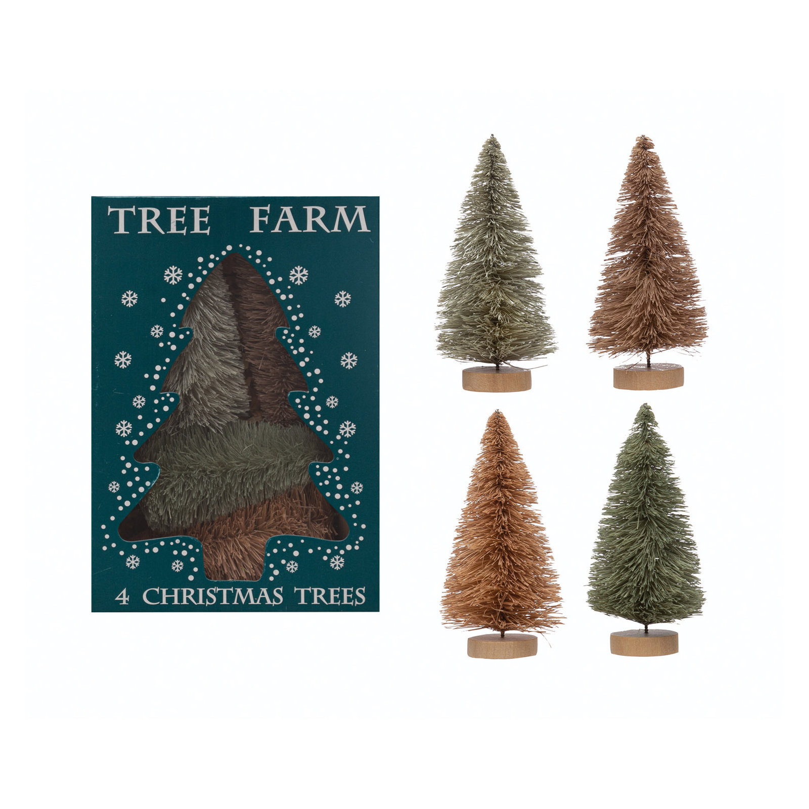 Sisal Bottle Brush Trees with Wood Base