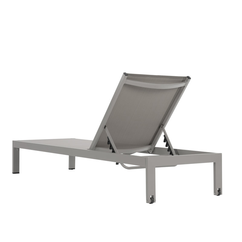 Chaise longue 1 pièce en aluminium gris avec tissu textilène Mays