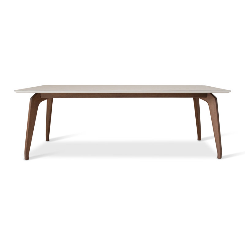 Modern Brazilian Glass Dining Table, 29.5" H x 86.5" L x 43.5" W, Off White