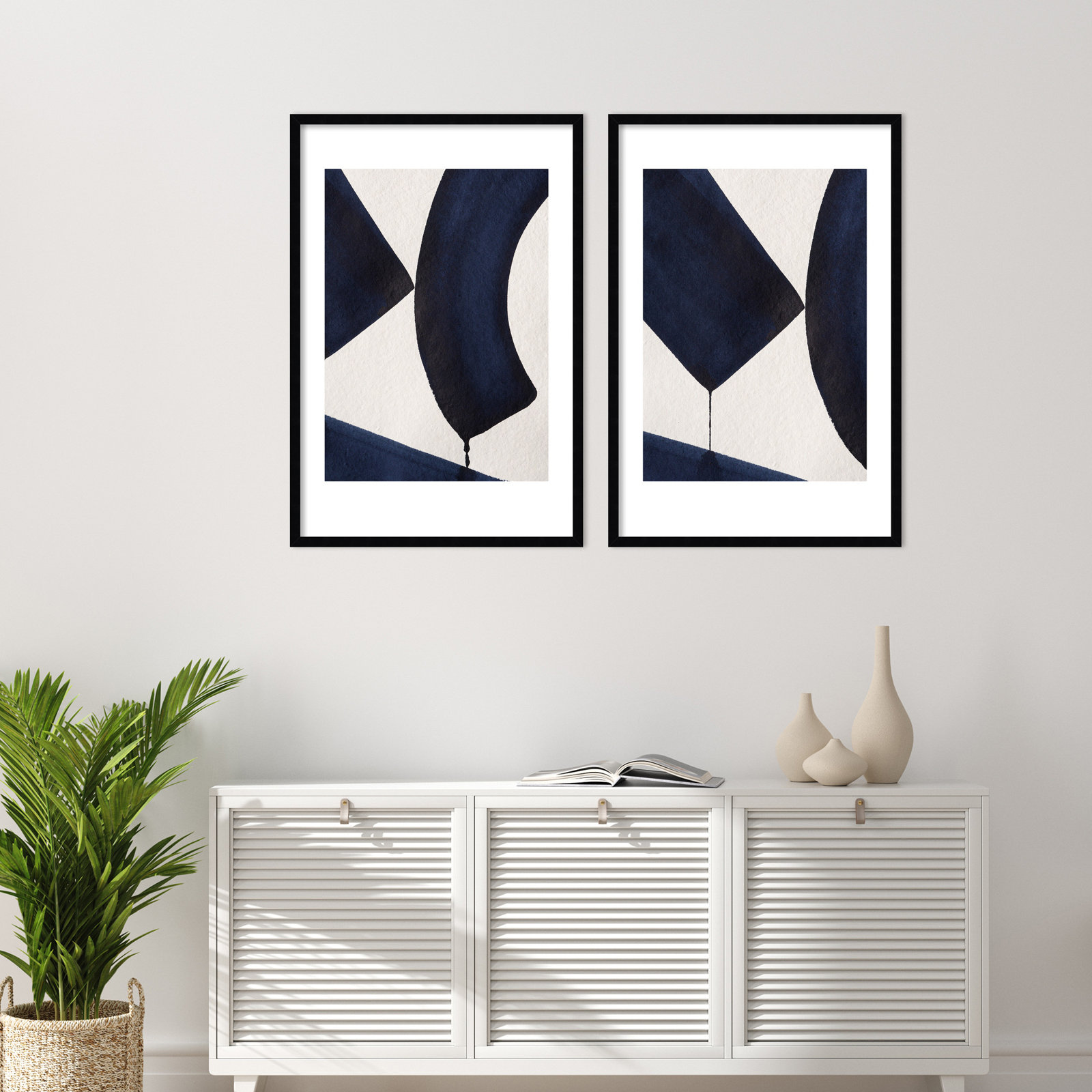 Fluid Motion 2 Duo 2-Piece Print Set, Black, 34.65" H x 49" W x 0.88" D