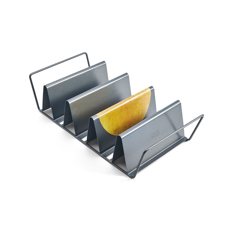 Support à tacos au four à 6 coquilles Chicago Metallic Professional, 15 po x 7 po, gris
