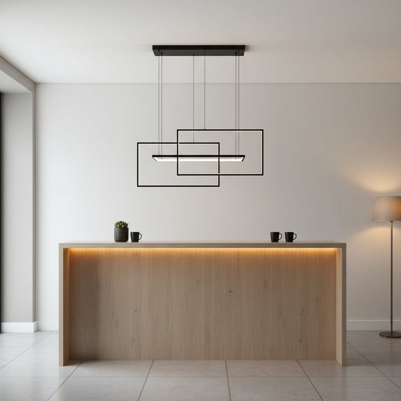 Jamorris 3-Light Modern Chandelier LED Kitchen Island with Remote Control 54 Inches, 21.7" H x 53.9" W x 16" D