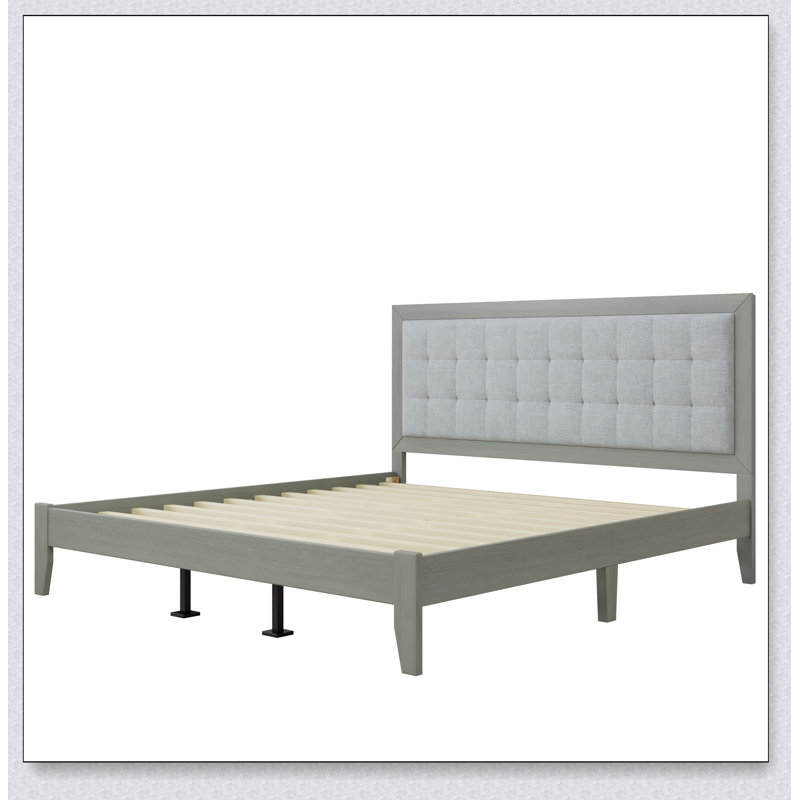 Solid Wood Platform Upholstered Headboard Bed