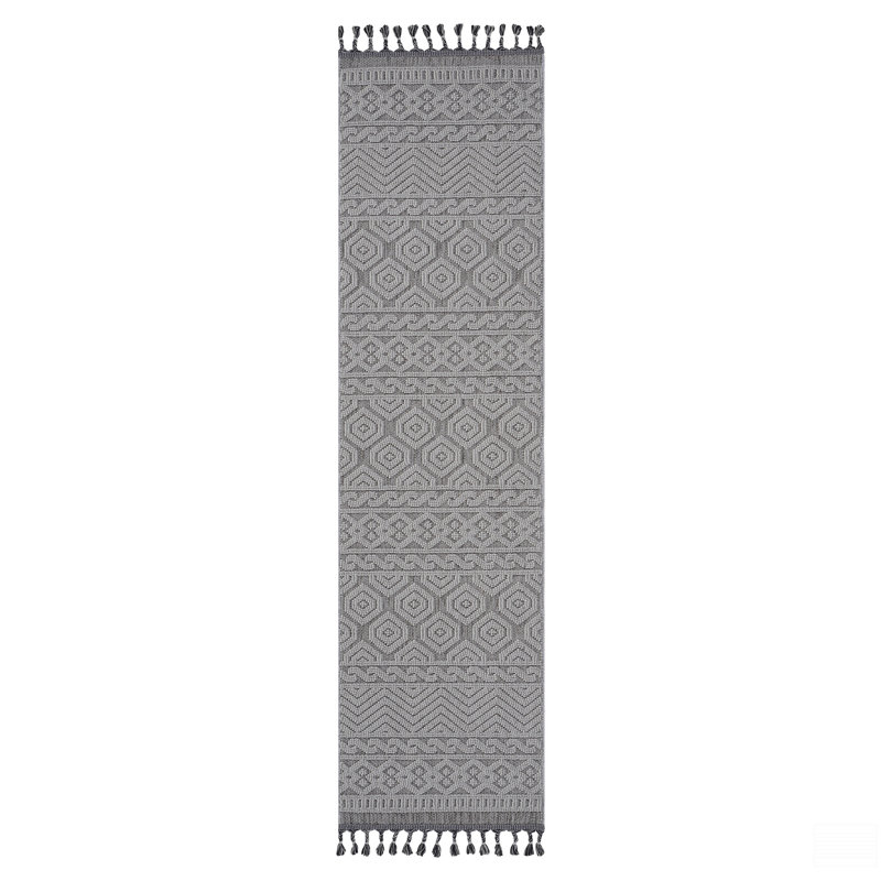 2X8 Geometric Indoor / Outdoor Runner Rug, Runner 2'2" x 8'