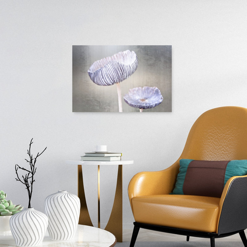 Ethereal Pleated Fungi Delicate Elegant Ethereal Lavender Nature Architecture Wall Art Print 1 Piece Wrapped Canvas Wall Art