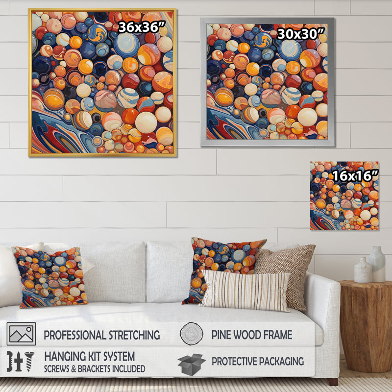 Mystical Marbles I - formes abstraites sur toile, H 24 po x l 24 po x P 1 po, Toile tendue