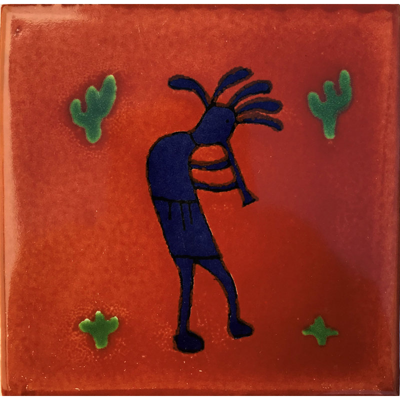 4,2 po x 4,2 po 9 pièces TalaMex Kokopelli carreau d'argile mexicain dosseret fait à la main Talavera mosaïque