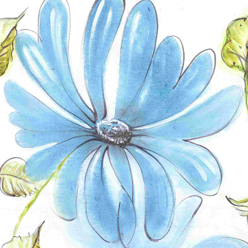 Marguerite bleue - peinture sur toile tendue, H 12 po x l 12 po