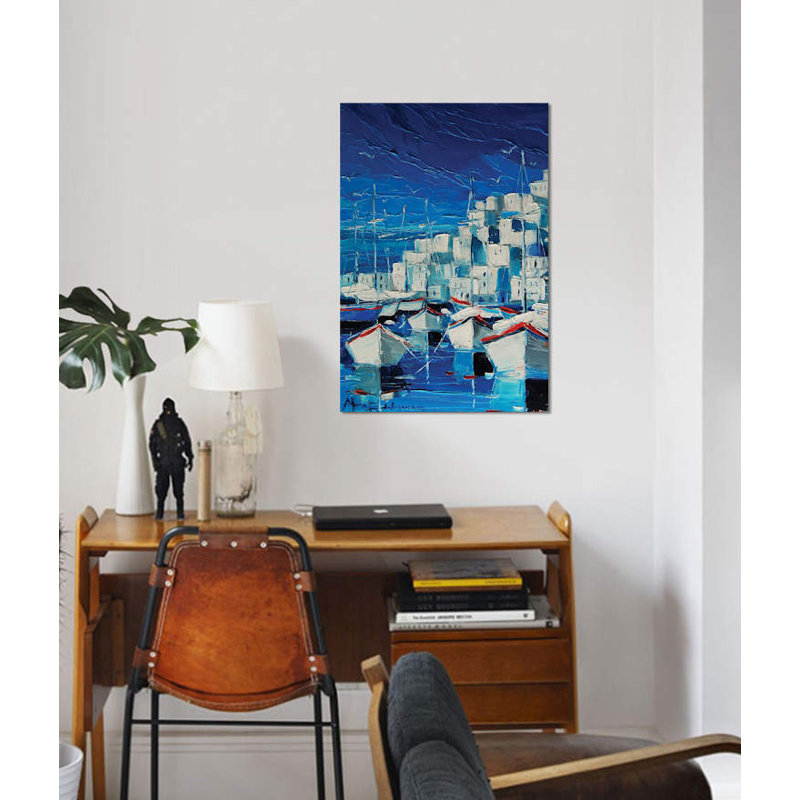 « grecque harbor », impression sur toile, H 26 po x l 18 po x P 1,5 po