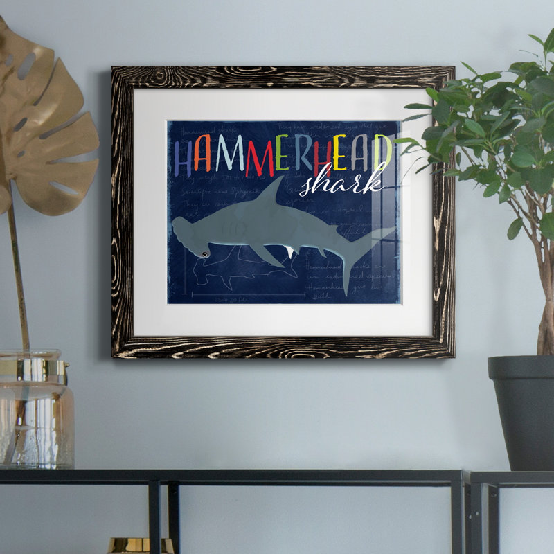 " Hammerhead Shark ", Black Framed Paper, 20" H x 17" W x 1.5" D
