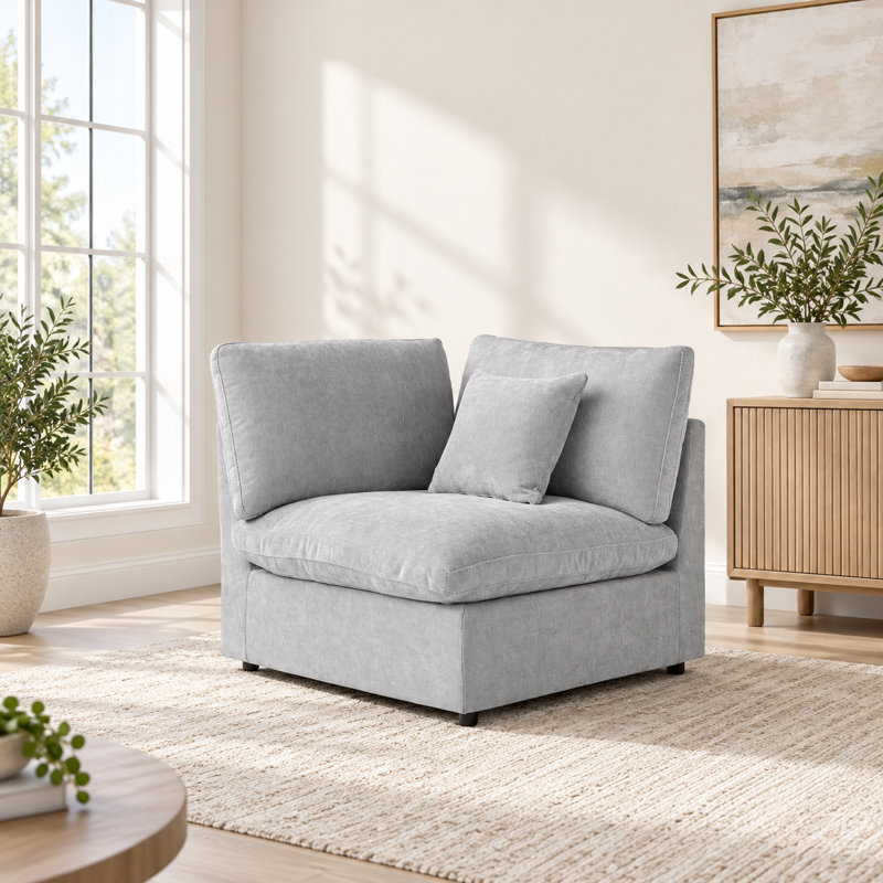 Chaise d'angle rembourrée en lin avec revêtement