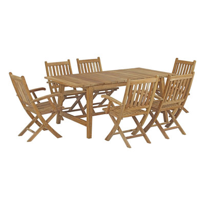 Marina 7 Piece Outdoor Patio Teak Outdoor Dining Set