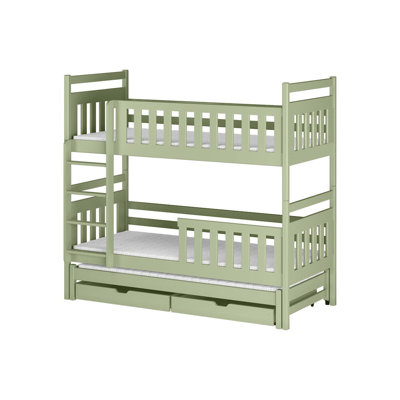 Klara Bunk Bed with Trundle & Storage W98cm - Modern Triple Sleeper with Versatile Drawers