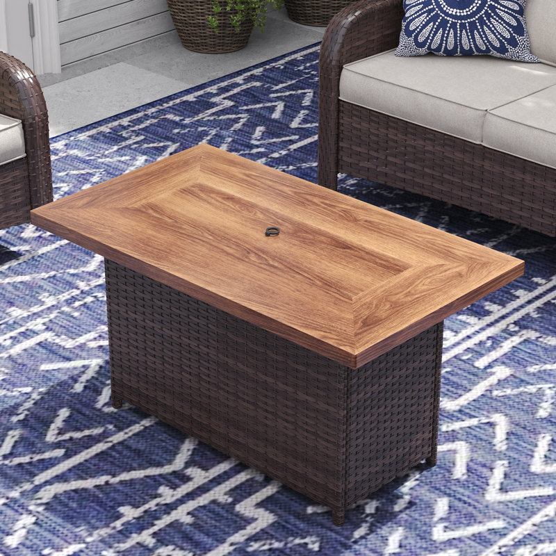 Outdoor Propane Fire Pit Table, Brown