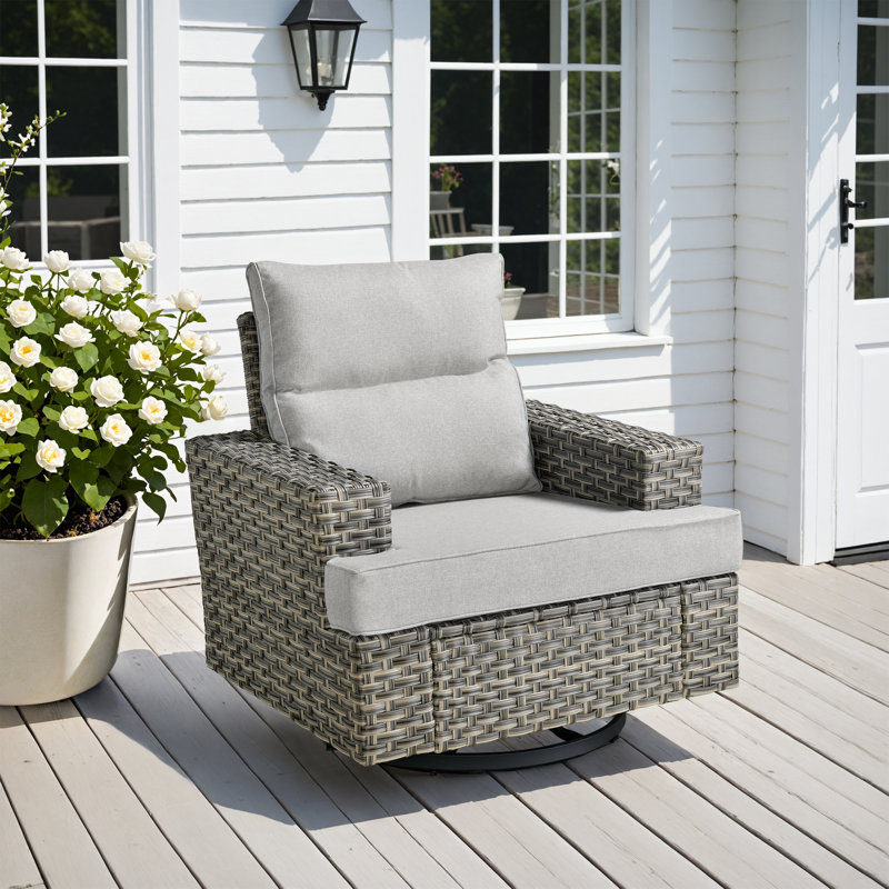 Ensemble de chaise berçante d'extérieur avec coussins, Light Gray