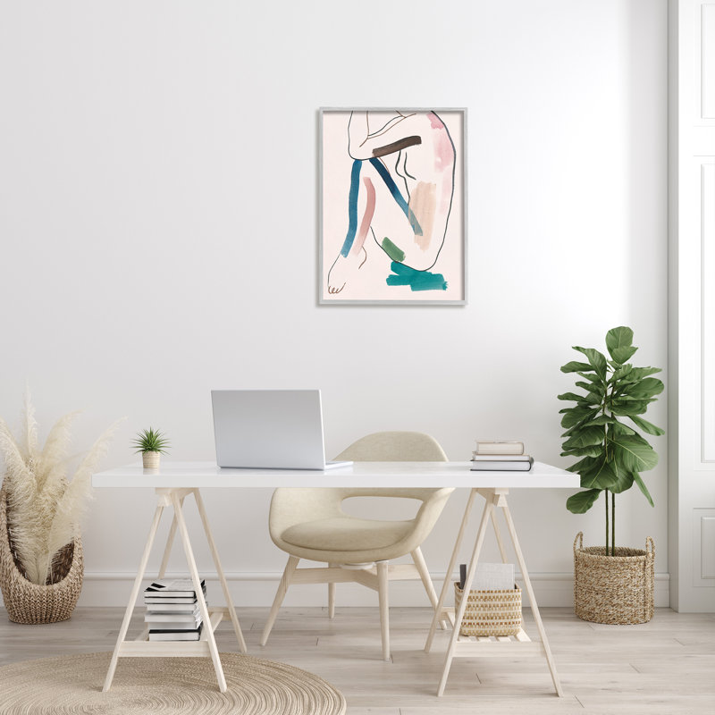 Silhouette conceptuelle de femme accroupie au repos, Estampe numérique Farmhouse, H 30 po x l 24 po