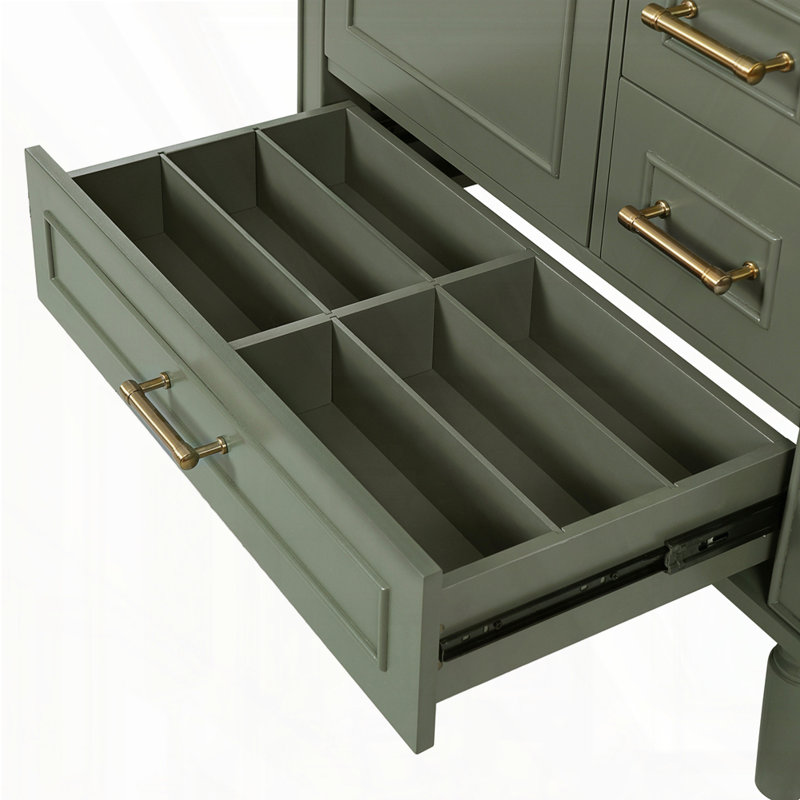 Meuble-lavabo 30 po avec lavabo en céramique, Vert olive
