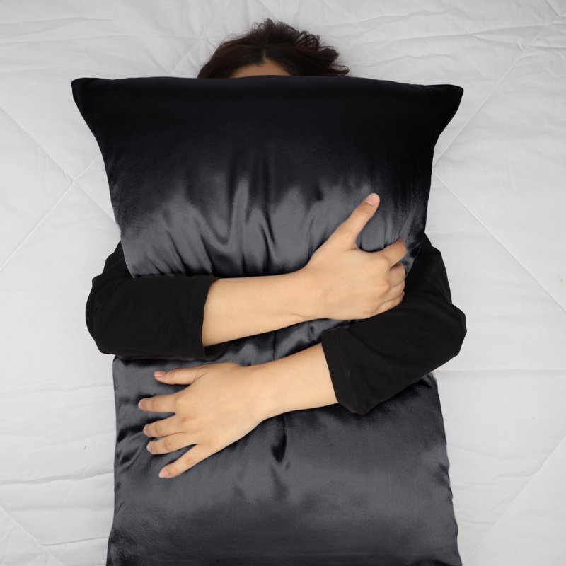 Miko 100% Silk Square Oxford Pillowcase, Black