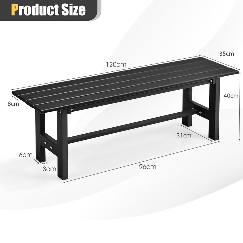 High-Density Polyethylene (HDPE) Outdoor Bench, Black