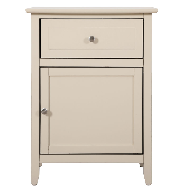 Design Beige Nightstand With Spacious Drawer And Hidden Storage Cube Transitional Nightstand: 25"h X 19"w 15"d, Functional