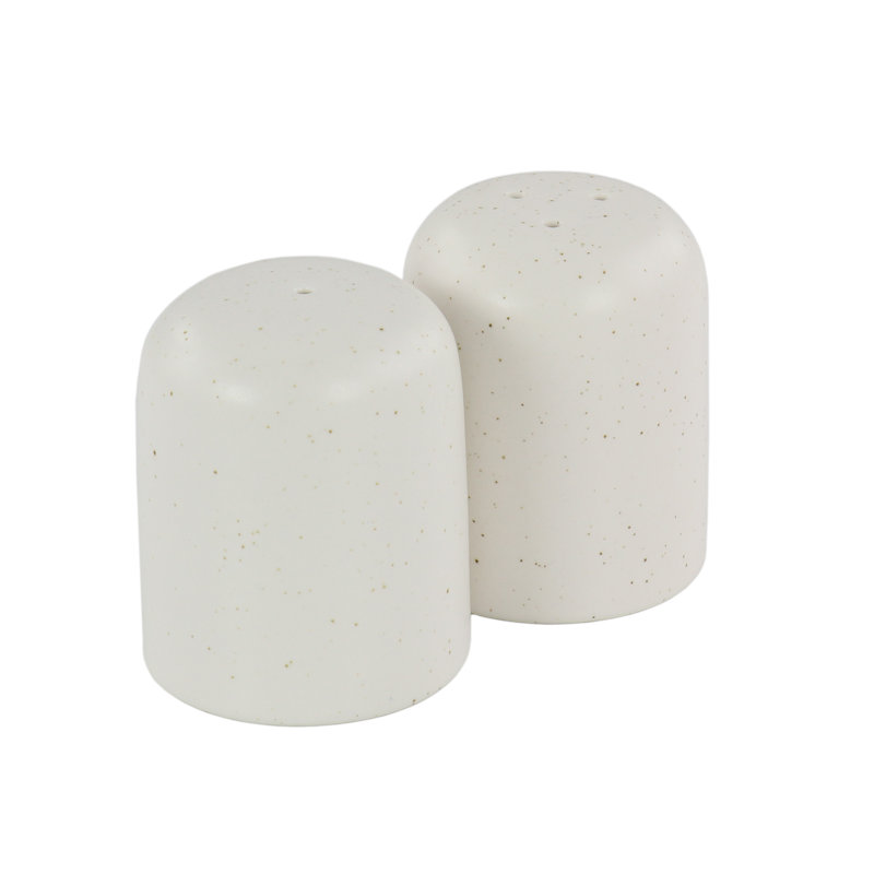 Glossy White Stoneware Round Salt and Pepper Shaker Set