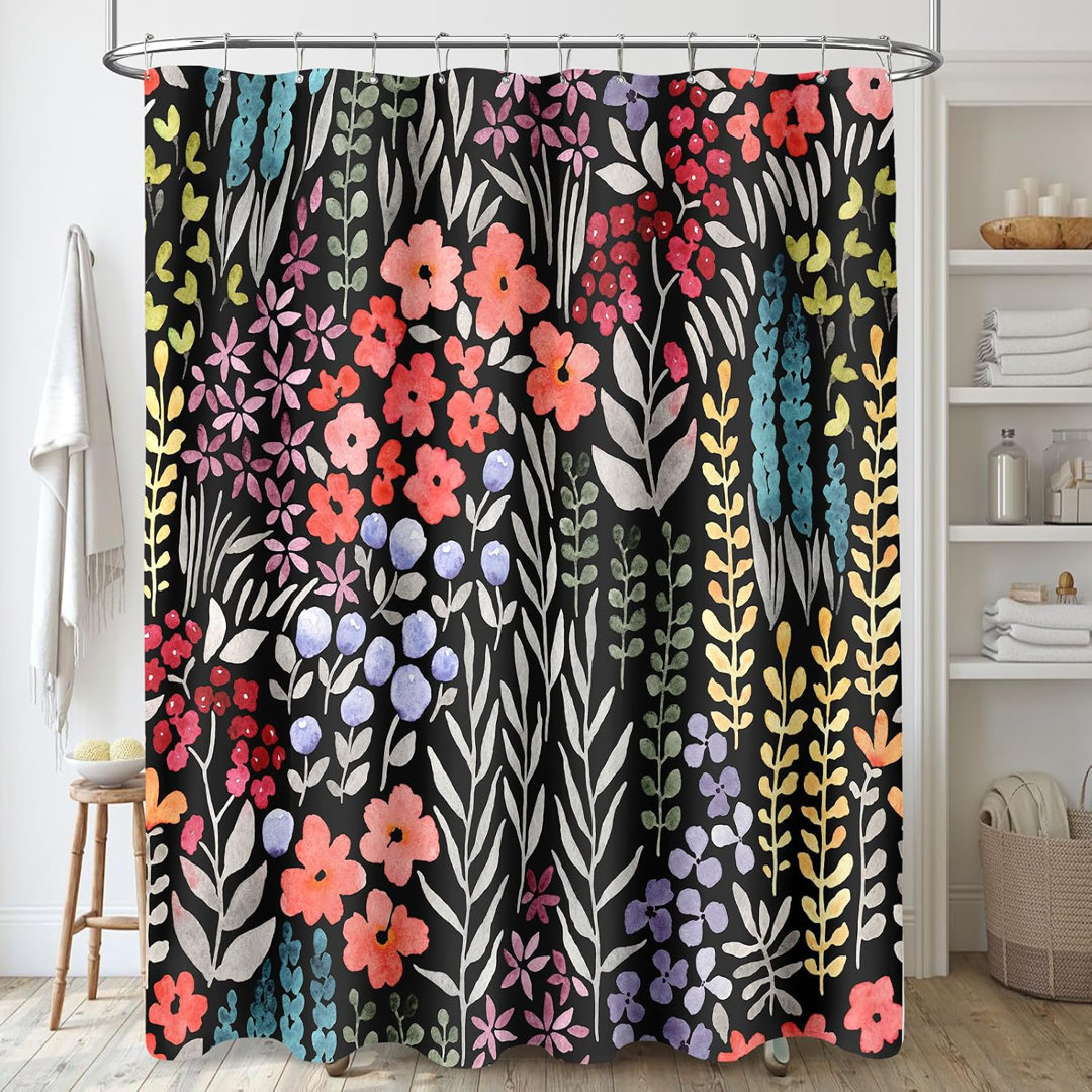 Wildflower Boho Cottagecore Polyester Shower Curtain Set