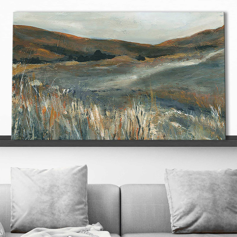 Coucher de soleil sur cuivre par Carol Robinson - Peinture, Toile tendue, H 24 po x l 40 po, Sans cadre