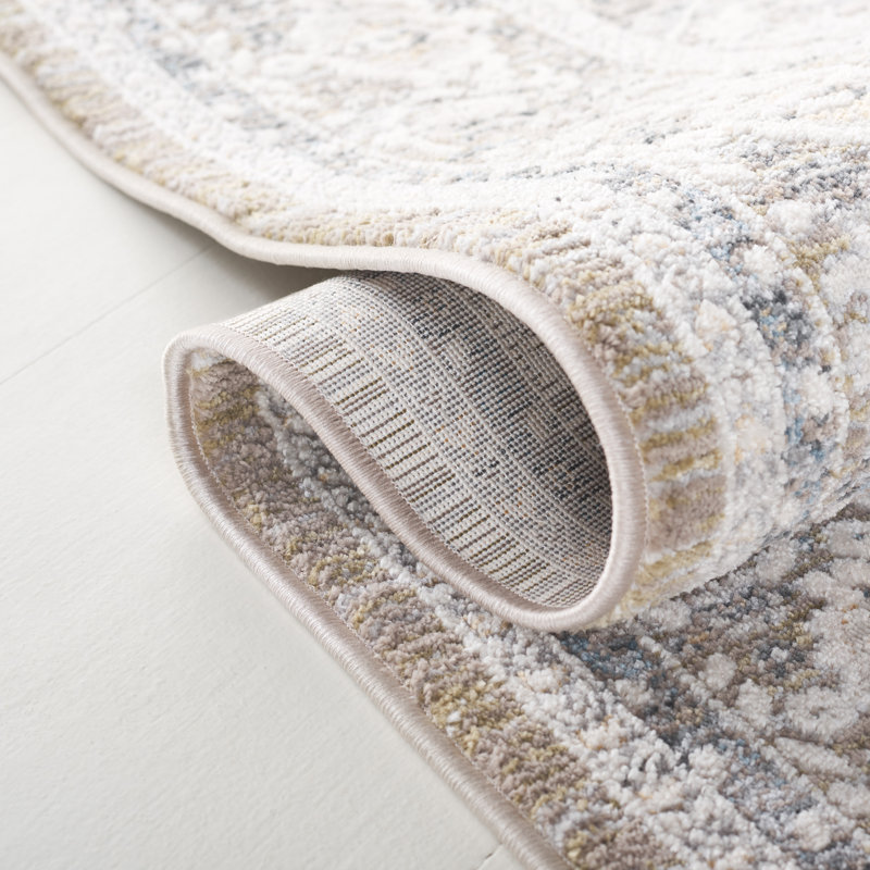 Tapis oriental en polyester Clover 1270, Rectangle 5 pi x 7 pi, Gris