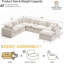 Canapé modulaire convertible 7 places avec repose-pieds, 139 po de large, conception sans assemblage de style nuage, mousse de compression désossée haute densité, blanc-52547654