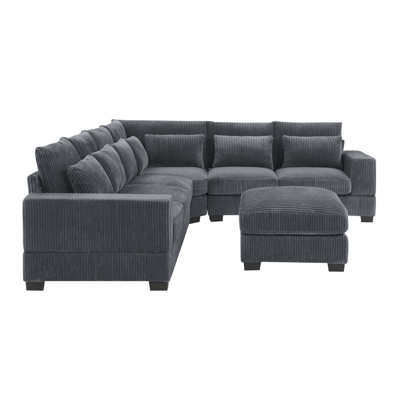 Laguna Modular Corduroy Sectional, Gray Corduroy
