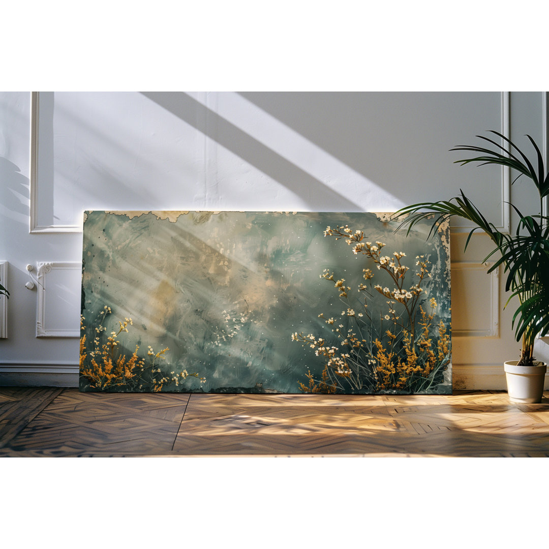 Wandbild 120x60cm Blumen Wildblumen abstrakter Hintergrund Kunstvoll