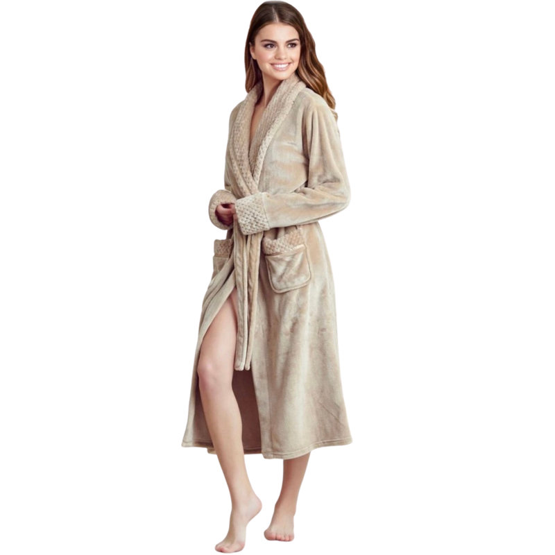 Peignoir en molleton avec poches Vasco, Beige, M / G
