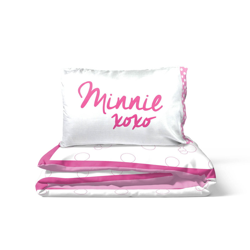 Disney Minnie Mouse 100% Cotton Single Duvet Cover Set - Includes 50 x 70 cm Pillowcase