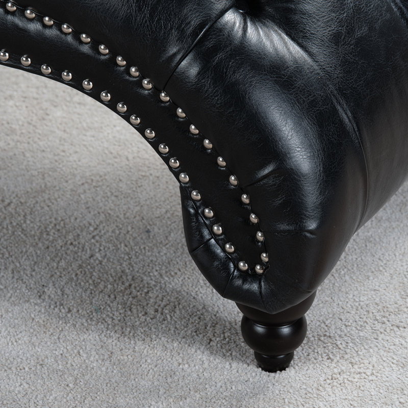 Chaise longue capitonnée en cuir PU sans accoudoirs, Noir