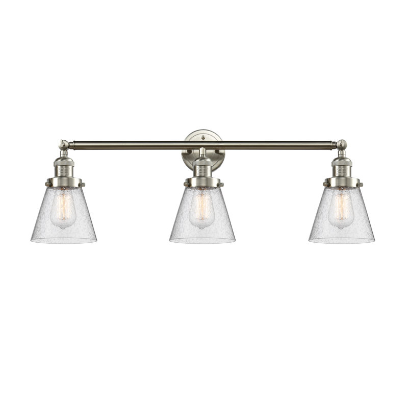 Éclairage pour meuble-lavabo 3 lumières Shauna Cone, DEL, Nickel satiné brossé