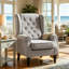 Chaises d'appoint hautes à oreilles, chaise moderne en bois de polyester gris pour la maison
